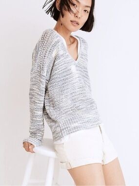 Madewell Southbrook Open-Stitch Pullover Sweater in Space-Dye Sz XS